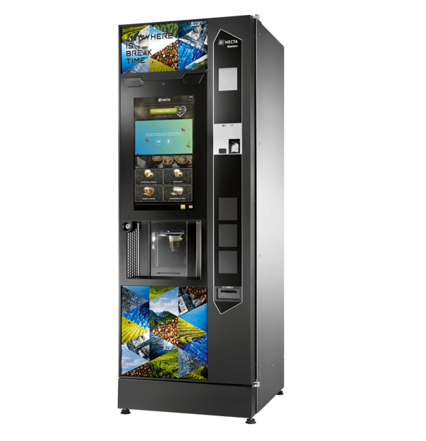 machine de distribution automatique de boissons chaudes, café capsule ou grain, thé, chocolat